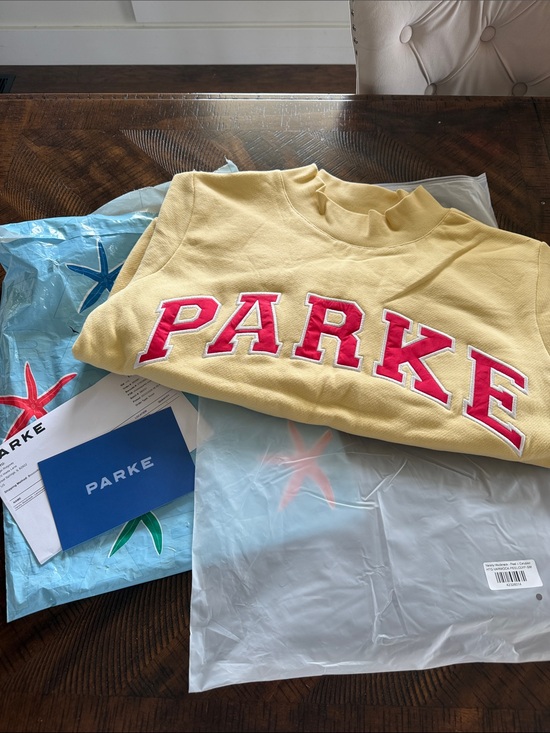 Parke Tops - PARKE Women's Summerland Crewneck Sweatshirt with Hot Pink Logo